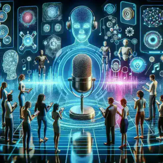 "صورة توضيحية لعملية التعرف على الصوت باستخدام الذكاء الاصطناعي، تظهر كيفية تحويل الصوت إلى نص بدقة عالية، تتماشى مع موضوع دليل شامل حول استخدام الذكاء الاصطناعي في تقنيات التعرف على الصوت والنسخ."