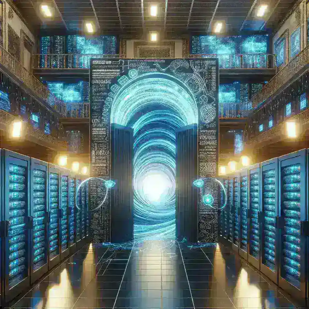Alt text: "تحليل مشروع Stargate وأثره على الحوسبة الحكومية في الولايات المتحدة، مع رسم بياني يوضح الجوانب الرئيسية للمشروع."
